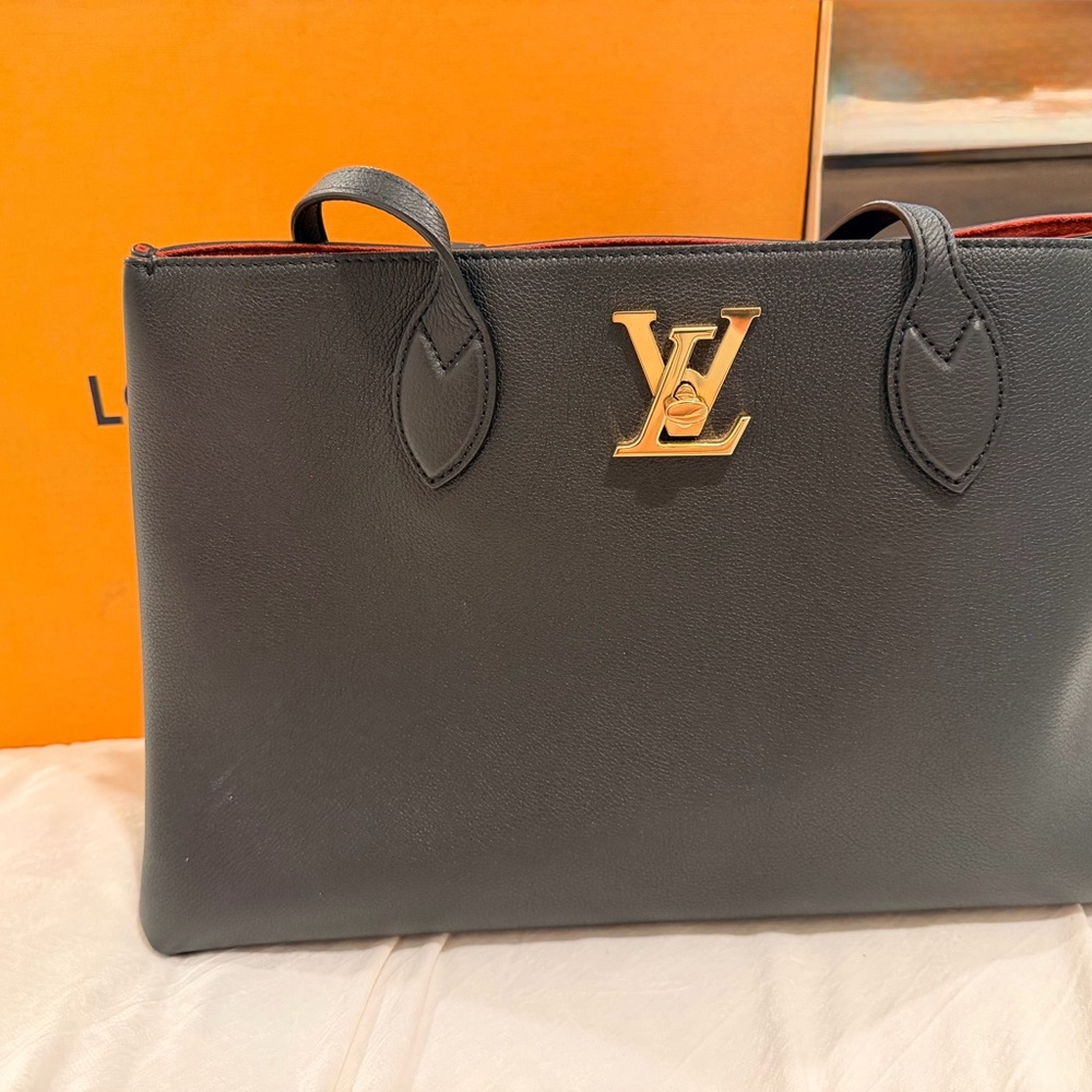 Lockme Shopper Black Authentic Louis Vuitton Black Tote with Gold Accents